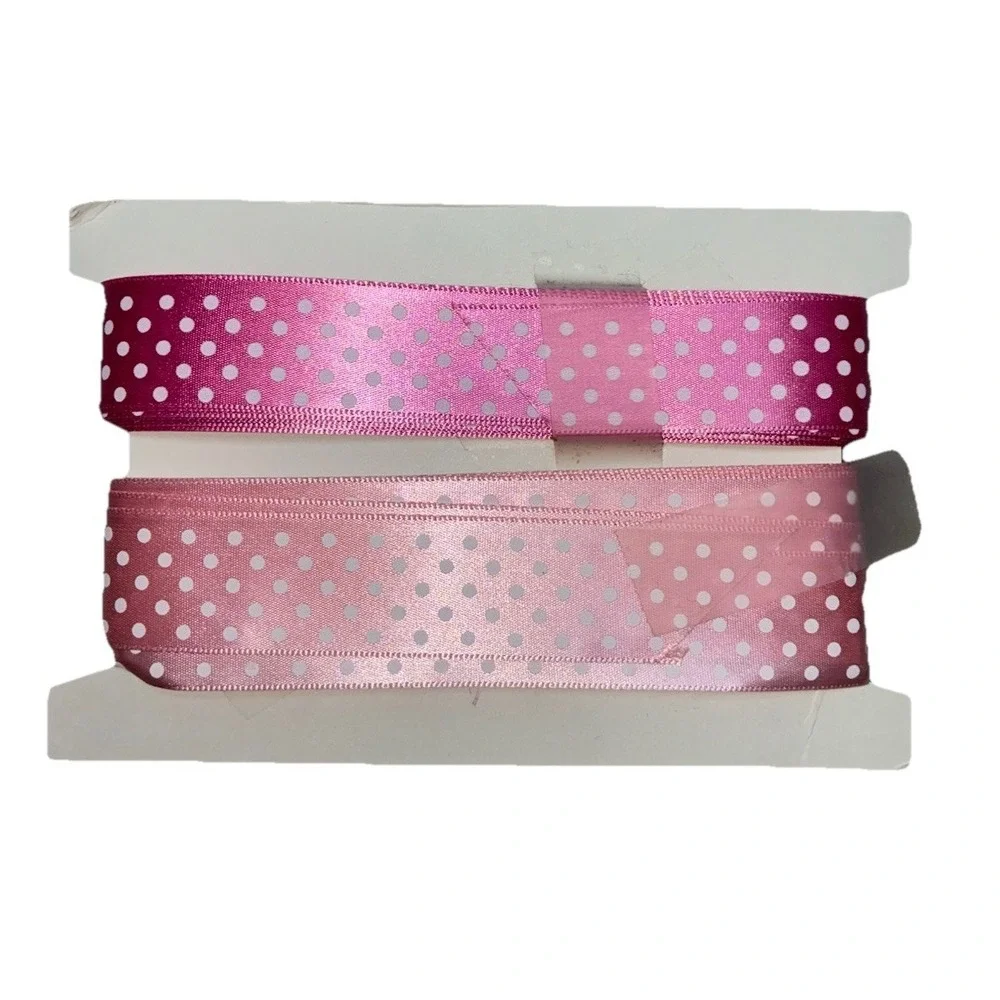 Lawrence Schiff Silk Mills Ribbon‎ Hot Pink/Pink Polka Dot 1